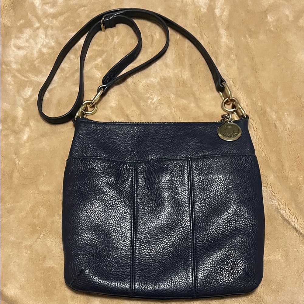 Elegant Navy Leather Shoulder Bag